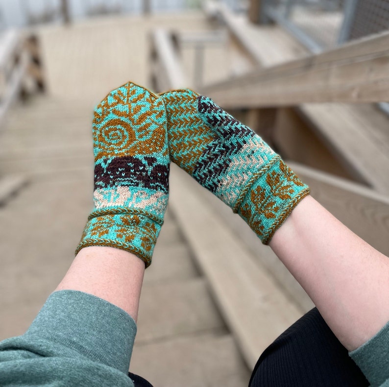 PATTERN/ Gastropod Mitten Pattern/ Snail Mushroom Fair Isle Colourwork image 3