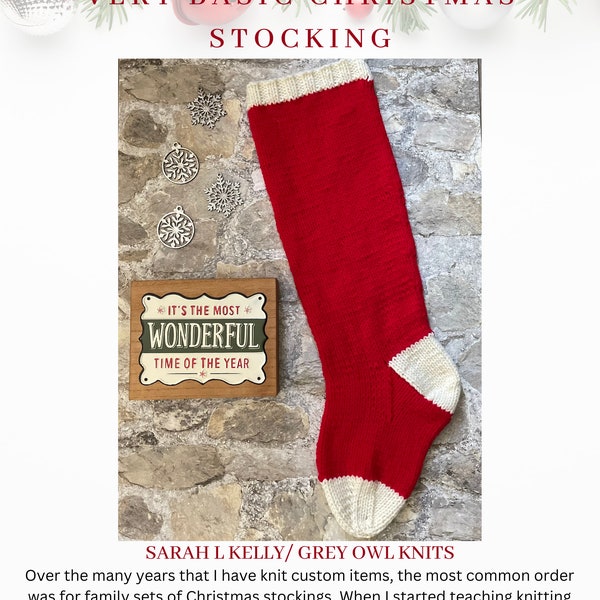 PATTERN/ Very BASIC CHRISTMAS Stocking Pattern** Easy Pattern Knit Flat Christmas Decor