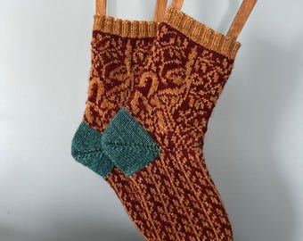 MOTIF DE TRICOTAGE/ Chaussettes Unicorn Grove/ Coloration/ À fils torsadés/ Fair Isle/ Adulte/ Tapisserie/ Mythique/ Mystique