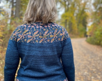 PATTERN** Dancing Dragonfly Pullover, Yoke Sweater, Colourwork pattern, Top Down Sweater