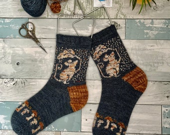 KNITTING PATTERN/Wee Fieldmouse Sock knitting pattern/Fair Isle Colourwork/ Mushrooms/ Mouse