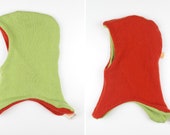 Reversible hatch for babies 34 - 42 cm Upcycling Silk & Cashmere Orange Light Green