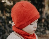 Toddler beanie beanie made of upcycling wool 1-2 J / KU 46 - 48 cm in rust red