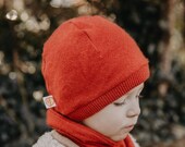 Beanie Mütze für Babys und Kleinkinder KU 43-45 aus Kaschmir in Rostorange