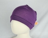 Cap for toddlers made of upcycling virgin wool KU 46 - 48, 1 - 2 years in purple