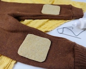 1 Paar Wollwalk Flicken Patches Upcycling-Wolle zum Wollkleidung reparieren in Senfgelb abgerundetes Quadrat