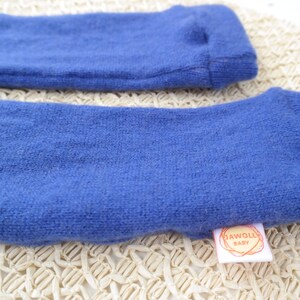 Leg warmers for babies 0-6 M made from upcycled cashmere & silk in blue image 3