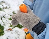 Handschuhe Fäustlinge für Kinder aus Upcycling Wolle in Grau