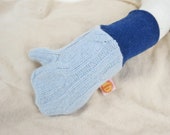 Handschuhe Fäustlinge für Kinder 3-5 J  aus Upcycling Kaschmir & Wolle in Hellblau und Blau