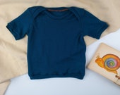 T-shirt 74/80 made of 100% upcycling cashmere in petrol