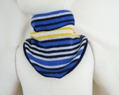 Tuch Schal mitwachsend und wendbar für Kinder  aus Upcycling Kaschmir Seide in Gestreift und Dunkelblau