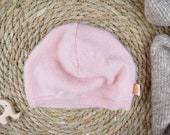 Warme Mütze für Babys und Kleinkinder aus Upcycling Kaschmir in Zartrosa KU 46-48cm / 1-2J