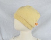 Mütze Beanie aus Upcycling Kaschmir Seide KU 49 - 51 / Kleinkind 2 -3 J in Hellgelb Vanillepudding