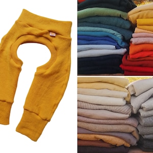 Cowboy pants, chaps, diaper-free clothing for babies and toddlers made from 100% upcycled wool in your desired color