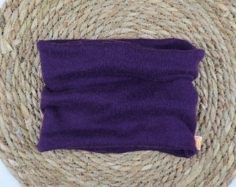 Riservato a Miriam: Sciarpa tubolare in seta cashmere con collo sciallato upcycling 3 -5 anni viola