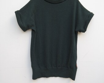 T-shirt per bambini 110/116 realizzata in lana leggera riciclata in verde scuro