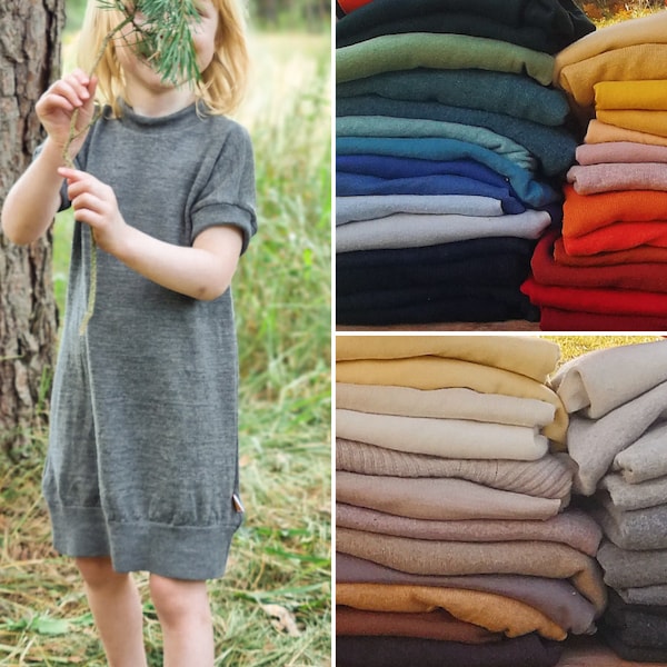 Kurzarmkleid Longshirt Unisex für Babys und Kleinkinder aus Upcycling Wolle in der Farbe deiner Wahl