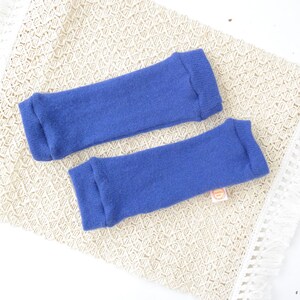 Leg warmers for babies 0-6 M made from upcycled cashmere & silk in blue image 2