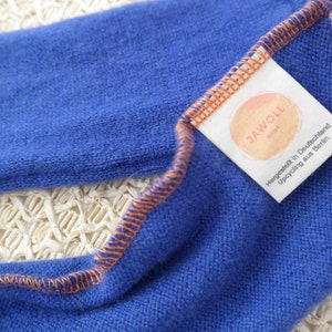 Leg warmers for babies 0-6 M made from upcycled cashmere & silk in blue image 4