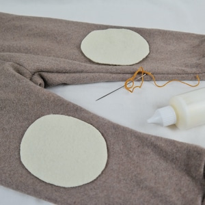 1 pair of wool felt patches upcycling wool for repairing woolen clothing in cream white oval shape