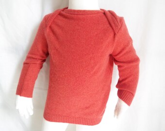 Pullover für Babys 74/80 aus 100 % Upcycling-Wolle in Rostrot