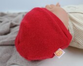 Baby Mütze aus Upcycling Kaschmir 6-12 M / KU 43-45 in Rot