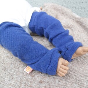 Leg warmers for babies 0-6 M made from upcycled cashmere & silk in blue image 5