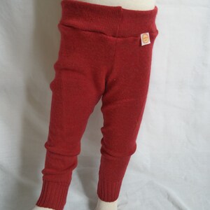 Leggings for toddlers 86/92 made from 100% upcycled wool in red image 2