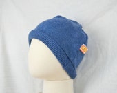 Beanie Beanie Toddlers 1-2 J KU 46/48 made of Upcycling Silk Cashmere in Blue