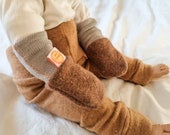 Handschuhe Fäustlinge für Babys 0 bis 1 Jahr aus Upcycling Wolle in Braun und Grau