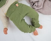 Mitwachs-Hose für Babys 62/68 aus Upcycling-Kaschmir und Merinowolle in Grün