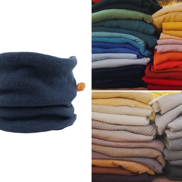 Sciarpa tubolare ad anello per neonati e bambini nel colore desiderato, realizzata in lana riciclata o cashmere