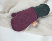 Handschuhe Fäustlinge für Kleinkinder 1-3J  aus Upcycling & Wolle in Pflaume und Dunkelgrün