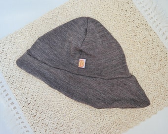 Cappello da sole estivo bambino KU 46-49/ 50-54 con protezione per il collo in 100% lana riciclata in marrone chiaro