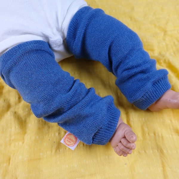 Baby-Stulpen 6-12M aus Kaschmir & Seide Upcycling Tragestulpen Beinstulpen Babylegs für Babys und Kleinkinder in Blau