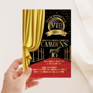 Red Carpet VIP Event Invitation: Hollywood Birthday, Sweet 16 (Digital Download)