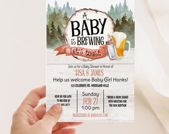 Woodland Baby Shower Invitation: A Baby is Brewing, Gender Neutral (Digital)