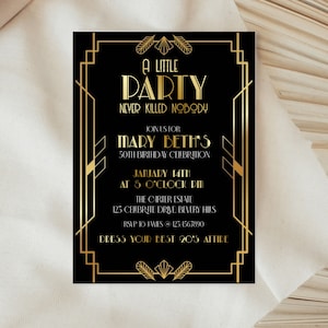 Editable Gatsby Invitation: Art Deco Flapper Invite (Digital)