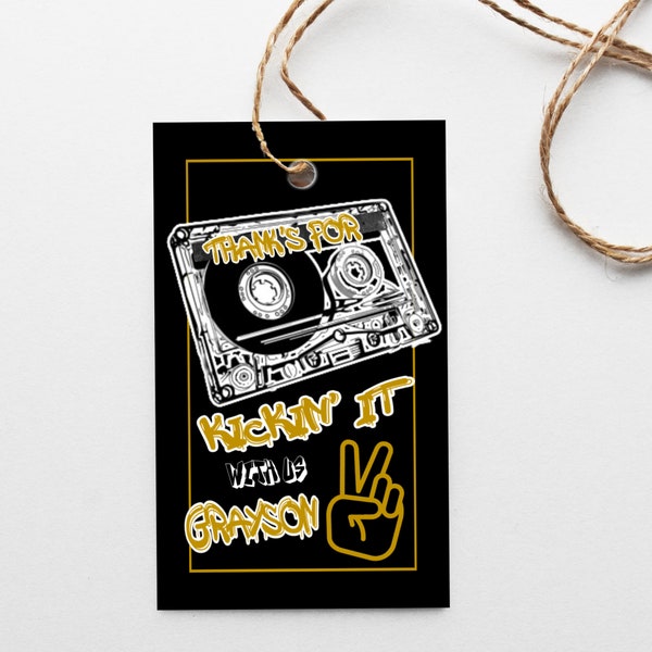 Hip Hop Favor Tag, Hip hop party, Printable, RETRO, 80s, 90s, graffiti, Thank you tag, Party Favor, Hip Hop, Digital, EDITABLE, Birthday tag