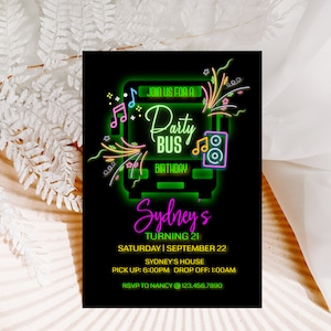 Neon Party, Party Bus, Any age, Glow Party, 21st Birthday, VIP Party bus, Adult Birthday, Limo, Vegas Birthday, Night on the town, Digital