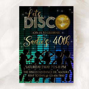 EDITABLE, Disco Party, 70's Birthday Invitation, 60s, 70s, Soul Train, Disco Ball invitation, ANY AGE,  Adult Birthday Invite, Disco Dance