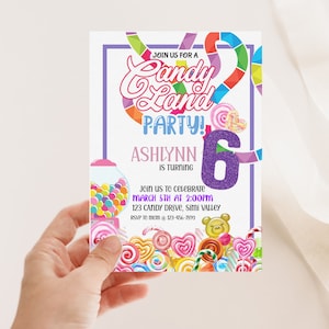 Candy Land Birthday Invitation: Editable Game Party Invite (Digital Download 5x7 Card)