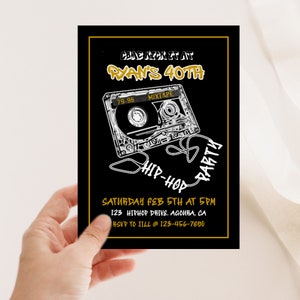 Editable Hip Hop Birthday Invitation: Retro Graffiti Design (Digital)