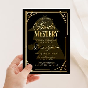 EDITIERBAR, Murder Mystery Party, 1920er Jahre Great Gatsby Einladung, Art Deco, Roaring 20, Great Gatsby, Geburtstag für Erwachsene, Flapper, digitale Einladung