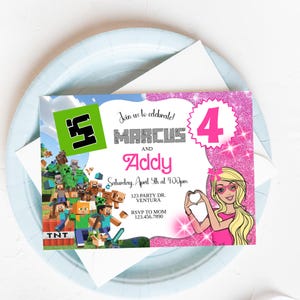 Joint Birthday Invitation: Gamer Doll Party, Any Age (Digital)