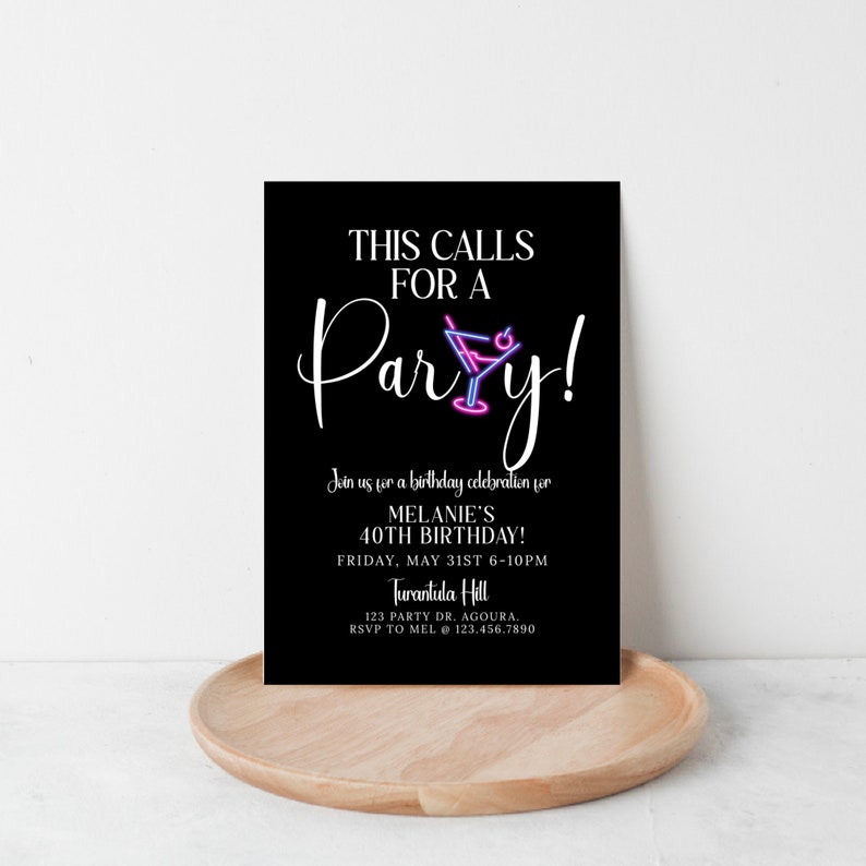This Calls For A Party Surprise Birthday Minimalist Invite Modern