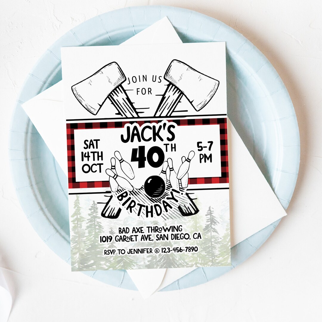 Editable, Axe Throwing Party, Any Age, Axes, Lumberjack, Bowling Party