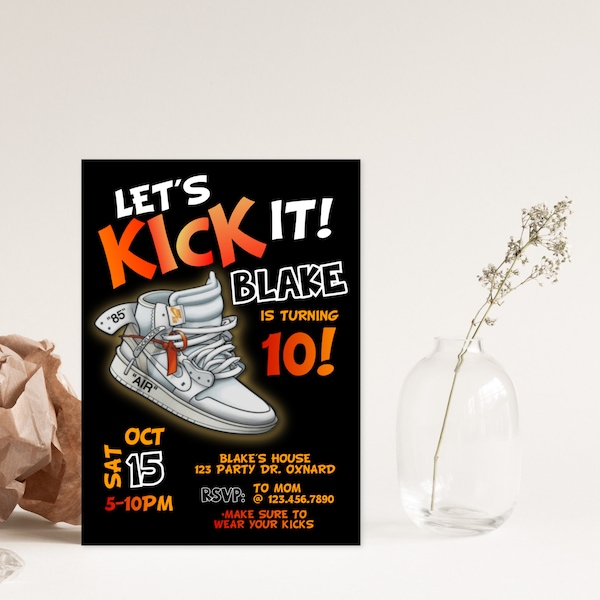 EDITABLE, Sneaker party, Sneaker Ball, Come Kick it, Kicks, Teen party, Tween Birthday, Teen Birthday, Sweet 16 Invitation, ANY AGE,