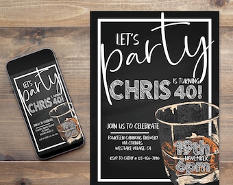 Whiskey Birthday Invitation for Men: Aged to Perfection (EDITABLE, Printable)