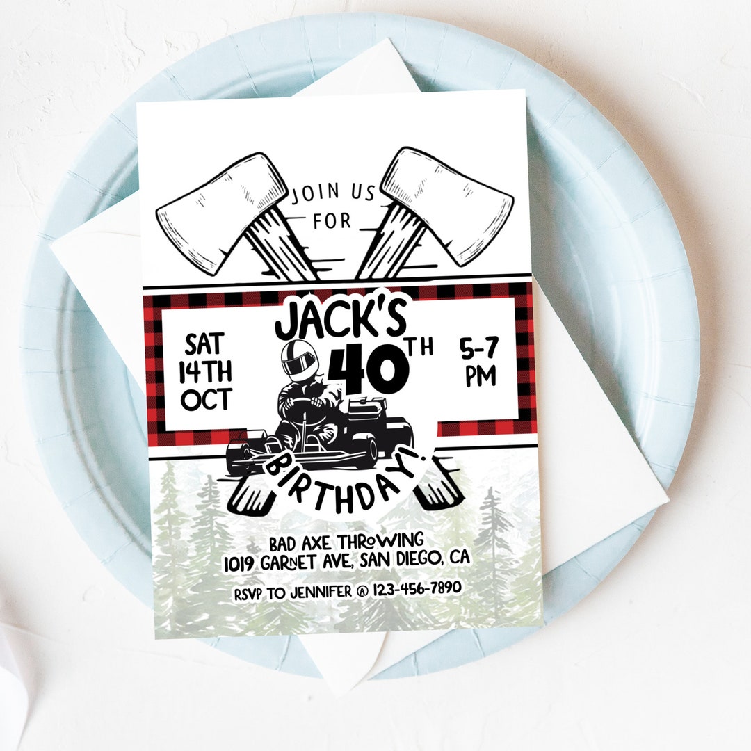 Editable, Axe Throwing Party, Any Age, Axes, Lumberjack, Gokart